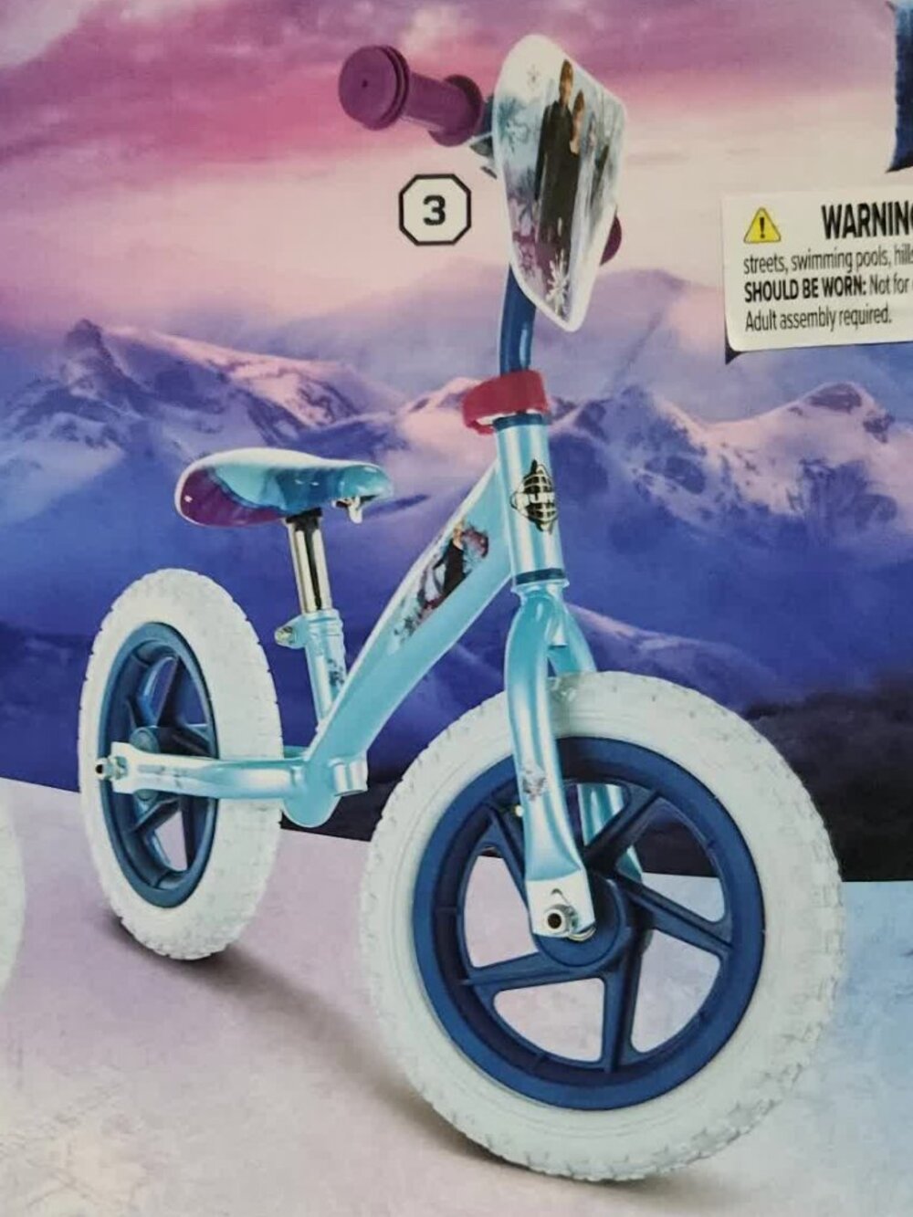 Huffy Disney Frozen Girls 12” Balance Bike White Elsa Anna Kids Bicycle Training